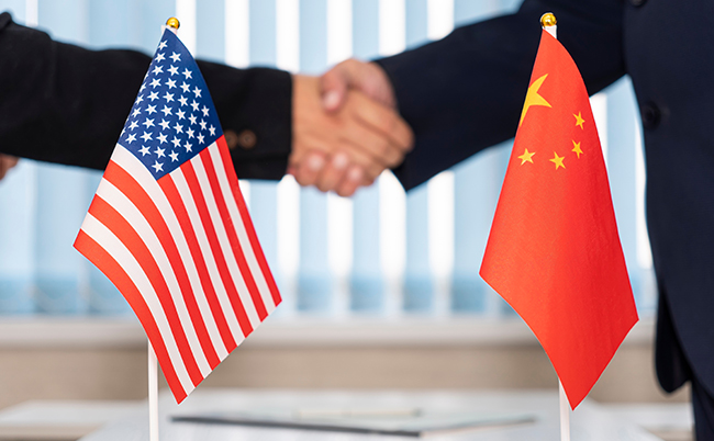 Political,Flags,Of,China,And,United,States,Of,America,On