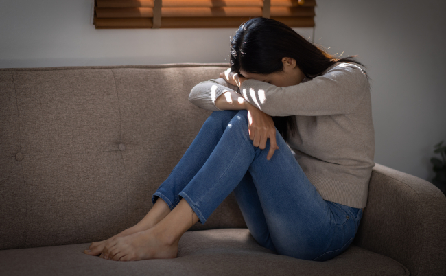 Sad,Or,Heart,Broken,Asian,Woman,Or,Asian,Girl,Sitting