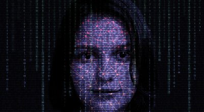 Female,Face,With,Matrix,Digital,Numbers,Artifical,Intelligence,Ai,Theme