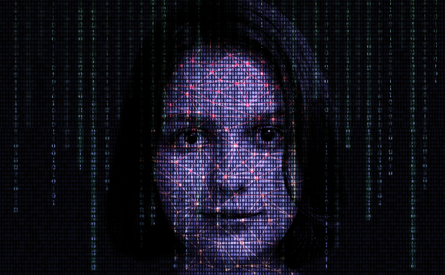 Female,Face,With,Matrix,Digital,Numbers,Artifical,Intelligence,Ai,Theme