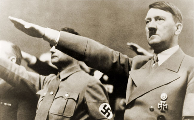 Adolf,Hitler,,Giving,Nazi,Salute.,To,Hitler’s,Right,Is,Rudolph