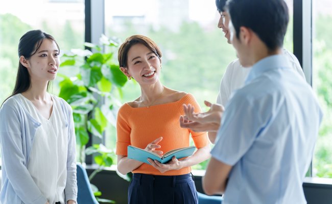 group of business people talking in the office