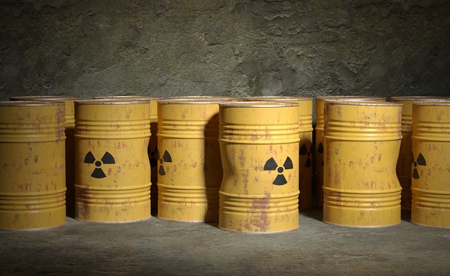 Yellow,Rusty,Steel,Barrel,With,Environmentally,Hazardous,Radioactive,Waste,Against
