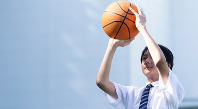 Junior,High,School,Student,Playing,Basketball