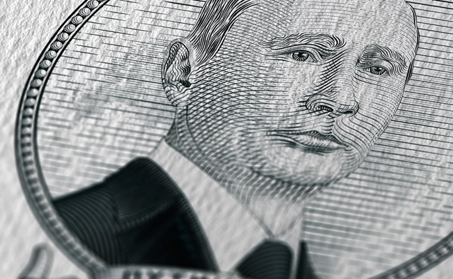 Money,Note,Style,Portrait,Of,Russian,President,Vladimir,Putin