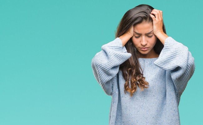 Young,Beautiful,Arab,Woman,Wearing,Winter,Sweater,Over,Isolated,Background
