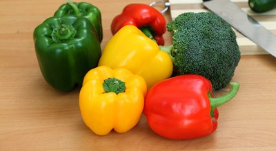 Fresh broccoli ,red,yellow and green bell peppers