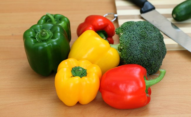 Fresh broccoli ,red,yellow and green bell peppers