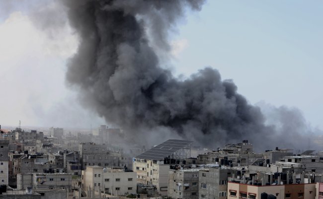 Smoke,Rises,After,Israeli,Air,Strikes,Near,The,Border,East