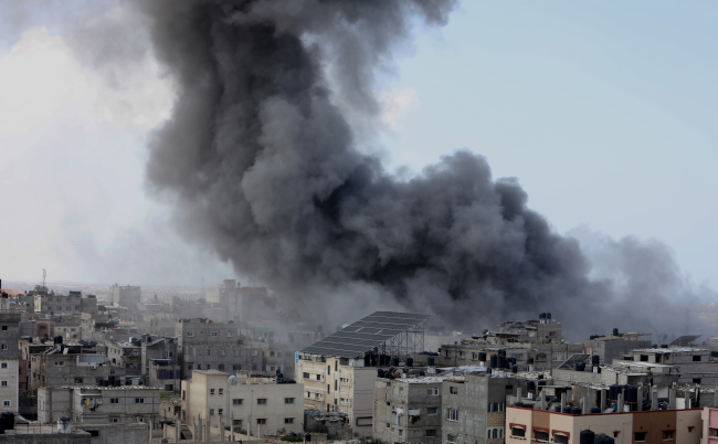 Smoke,Rises,After,Israeli,Air,Strikes,Near,The,Border,East