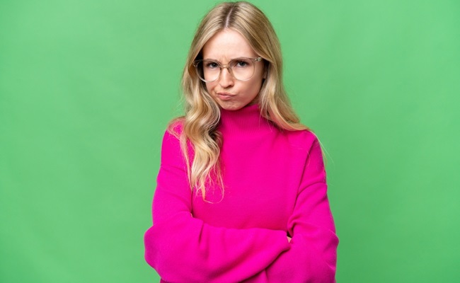 Young,English,Woman,Over,Isolated,Background,With,Unhappy,Expression