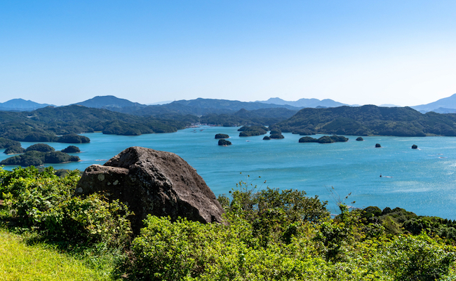 View for sea over the Mountain in Saga prefecture, JAPAN.