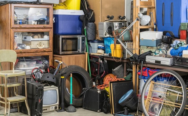 Hoarder,Clutter,And,Household,Junk,Crowding,The,Corner,Of,A
