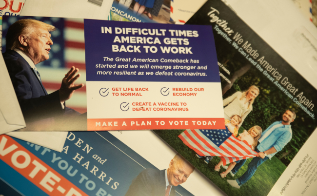 Raleigh,,Nc/united,States-,10/27/2020:,A,Pile,Of,Political,Mailers,On