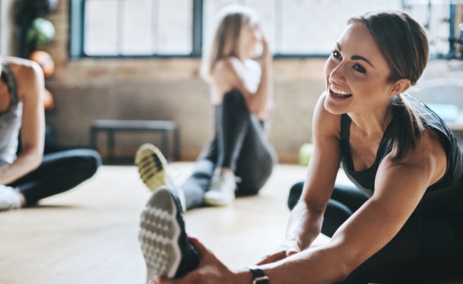 Fitness,,Gym,And,Women,Stretching,,Exercise,And,Workout,Goal,For