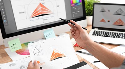 Graphic,Designer,Drawing,Sketches,Logo,Design.,The,Concept,Of,A