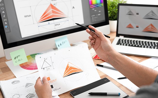 Graphic,Designer,Drawing,Sketches,Logo,Design.,The,Concept,Of,A