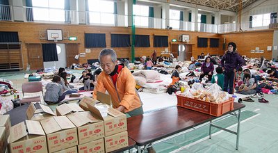 KUMAMOTO, JAPAN - APRIL 16: Earthquake survivors stay at the evacuation center of Mashiki Gymnasium, Mashiki, Kumamoto. on the april 16,2016 in kumamoto , japan