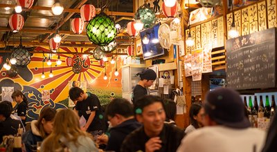 Nagoya, Japan - 15 March 2018: Isomaru Suisan, Izakaya restaurant and bar ,izakaya is a type of informal Japanese pub popular for after-work drinking.