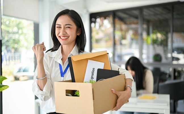 Smiling,And,Excited,Young,Asian,Female,Office,Worker,Is,Celebrating