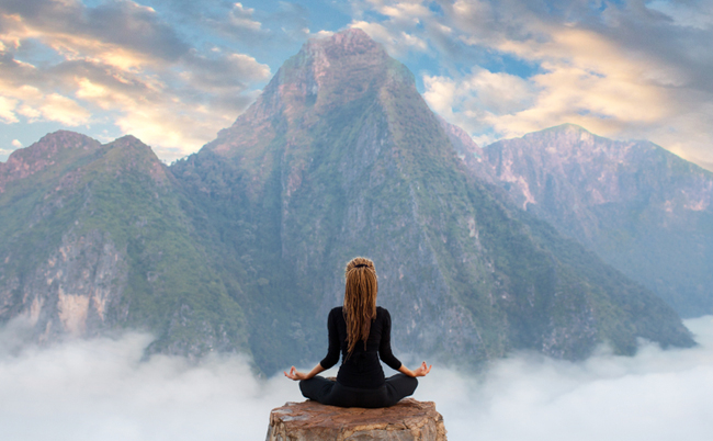 Serenity,And,Yoga,Practicing,At,Mountain,Range,meditation