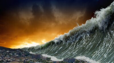 Apocalyptic,Dramatic,Background,-,Giant,Tsunami,Waves,Crashing,Small,Coastal