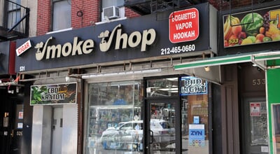 Aug. 18, 2023: New York Smoke Shop storefront at 531 9th Avenue, New York, NY 10018.