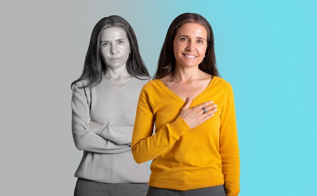 Portraits,Of,Mature,Woman,In,Different,Mood,States,,Creative,Collage