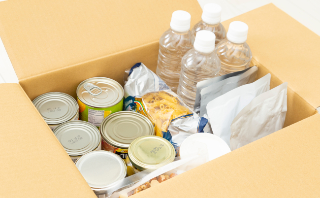 Emergency,Food,Stored,In,Cardboard,Boxes.