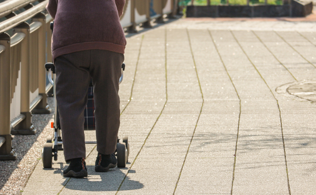 Backside,Of,Older,Person,Who,Catch,A,Senior,Carry,Roller