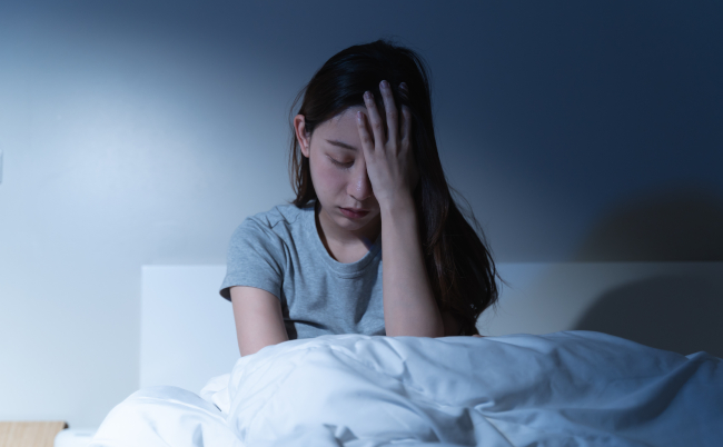 Anxiety,Disorder,On,Insomnia,Woman,Concept,,Sleepless,Woman,Open,Eye