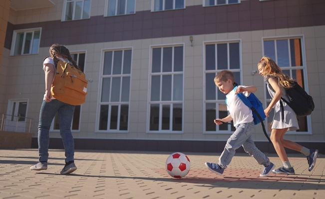 School,Children,Play,Football.,Sport,People,Education,And,Family,Concept.