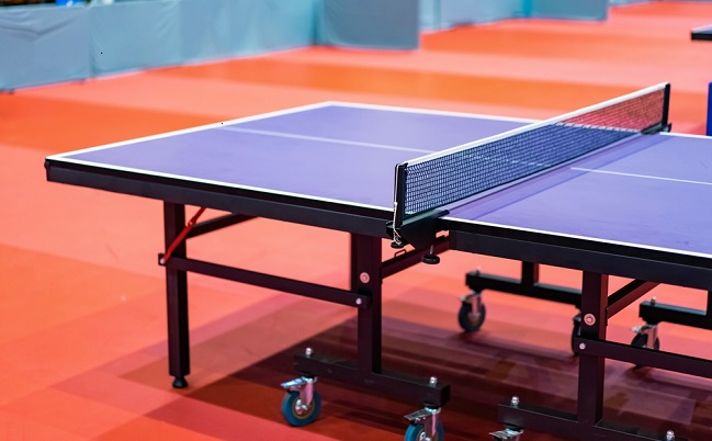 Blue,Table,Tennis,Or,Pingpong,Table,Is,Settle,On,A