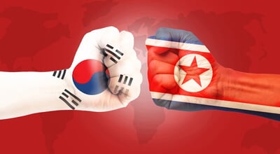 North,Korea,,Vs,South,Korea,Concept,,Hands,Painted,North,Korea
