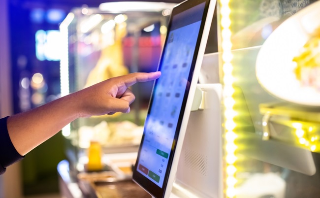 Selective,Focus,To,Customer’s,Hand,Is,Touching,A,Touch,Screen