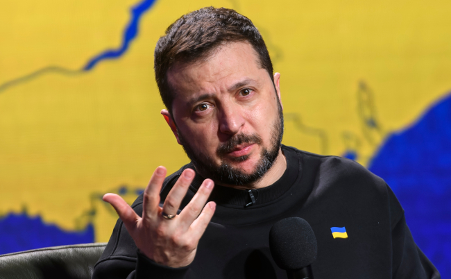 President,Of,Ukraine,Volodymyr,Zelenskiy,Is,Answering,Questions,From,Journalists