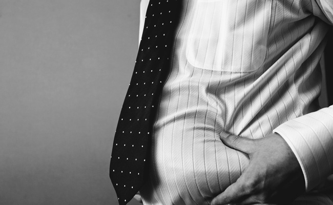 Fat,Office,Worker,Pinching,Belly,Fat