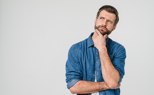 Pensive,Thoughtful,Contemplating,Caucasian,Young,Man,Thinking,About,Future,,Planning