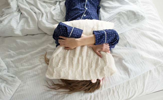 Too,Lazy,To,Get,Out,Of,Bed,,A,Woman,Covers