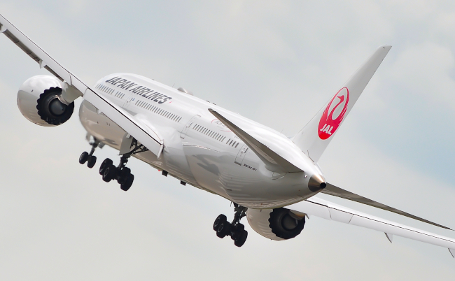 Japan,Airlines,Boeing,787,Over,Airport,On,June,2,2016,In