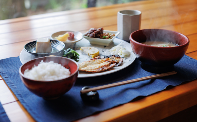 Japanese,Traditional,Breakfast,Containing,Rice,,Miso-soup,,Grilled,Fish,,Etc.