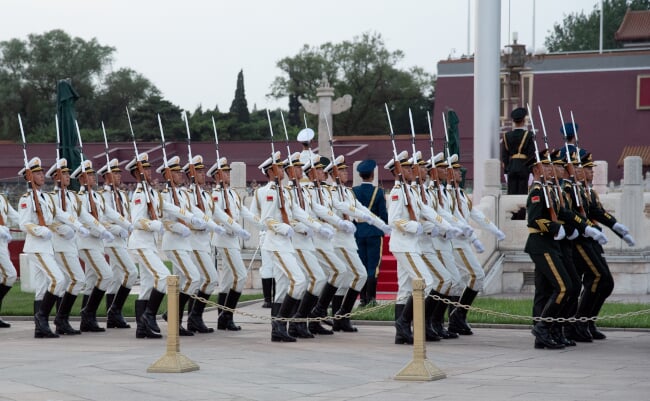 Beijing,,Chine,,June,4,2018:,Military,Chinese,Soldiers,Parading,In