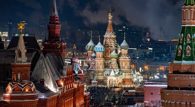 Top,View,Of,St.,Basil's,Cathedral,In,Moscow,At,Night,