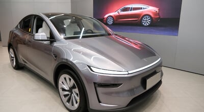 Shanghai,china-august,9th,2025:,New,Tesla,Model,Y,Electric,Car,In