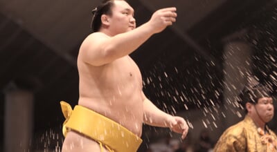 Tokyo,-,April,7:,Popular,Wrestlers,Hakuho,And,Bakuto,In