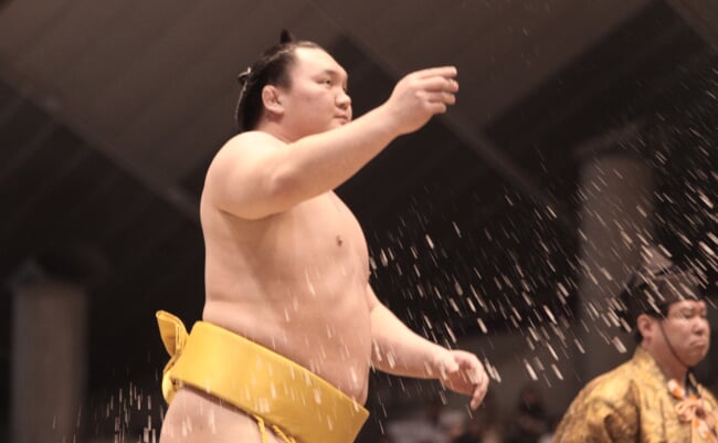Tokyo,-,April,7:,Popular,Wrestlers,Hakuho,And,Bakuto,In
