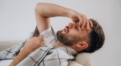 On,The,Bed.,Sick,Man,Is,Feeling,Bad,At,Home.