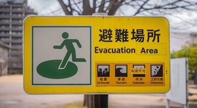 Evacuation,Sign,In,Japan,During,Natural,Disasters,Such,As,Tsunami,
