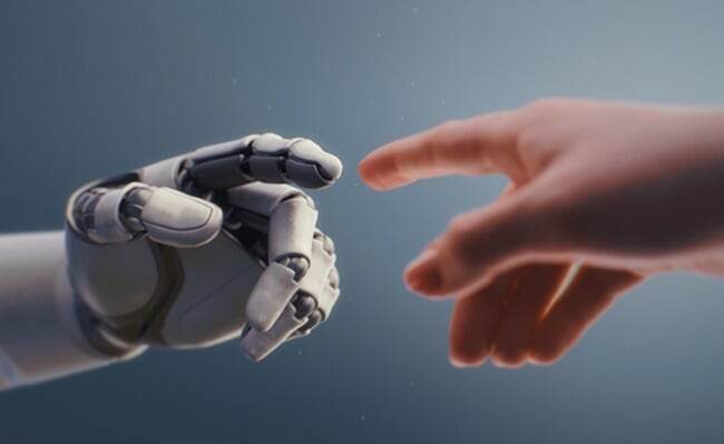 Futuristic,Concept,Of,Humanity,And,Artificial,Intelligence,Collaboration:,Visualization,Of