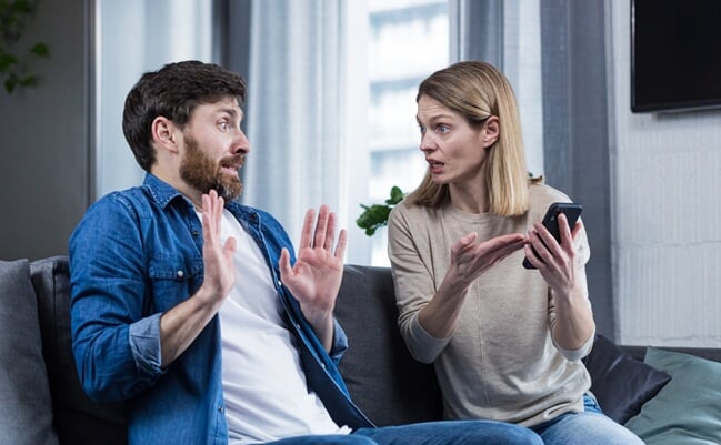 Family,Conflict.,The,Woman,Suspects,Her,Husband,Of,Treason,,Looks